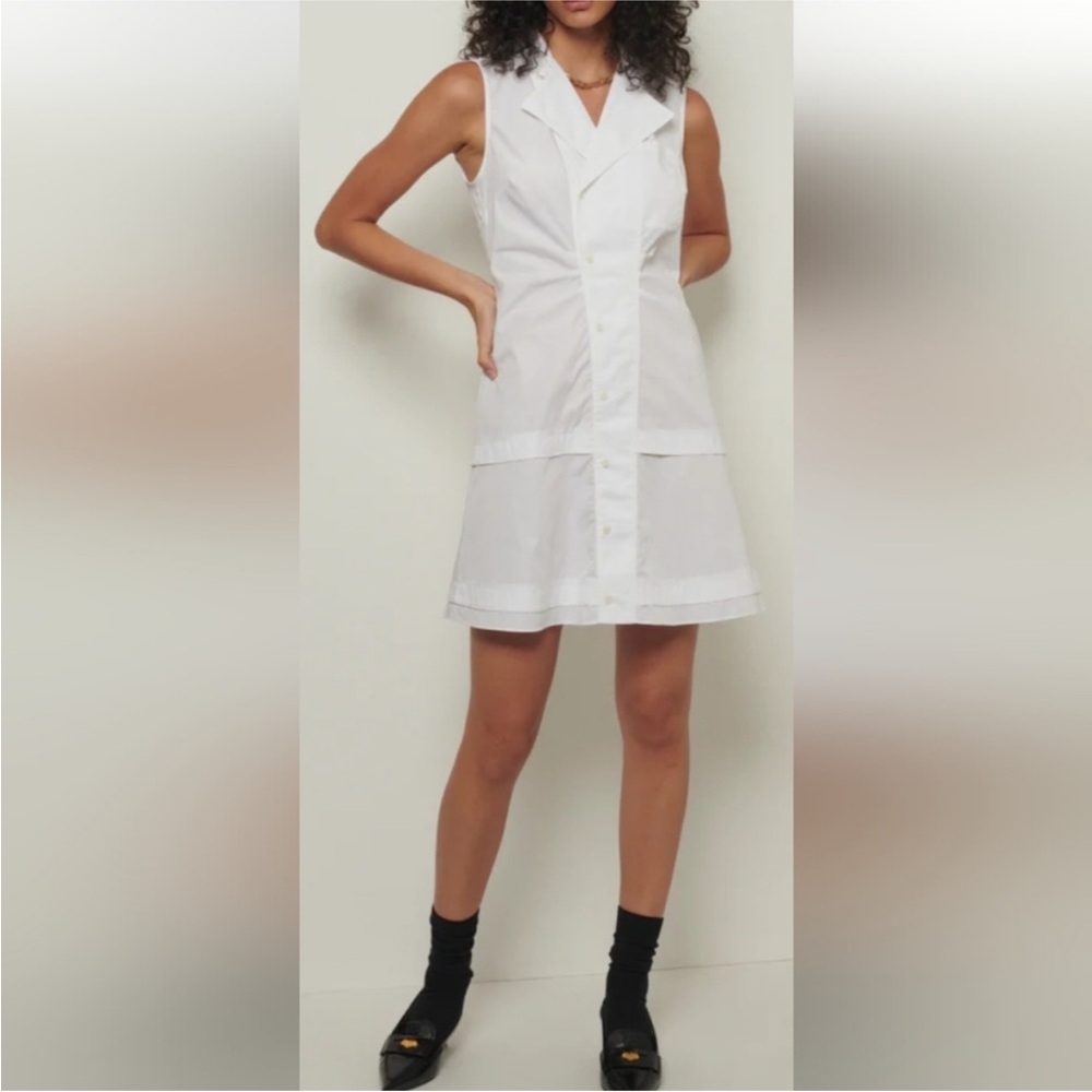 $375 NWT DEREK LAM 10 CROSBY Satina Shirt Dress, Size 12, White runs vert small.